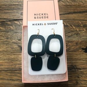 NWT and box Nickel and Suede Royal Teal Maras earrings